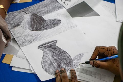 Pencil drawing of a vase