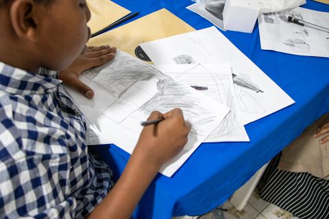Young participant drawing