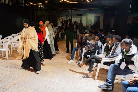 Performance in the courtyard with the audience around
