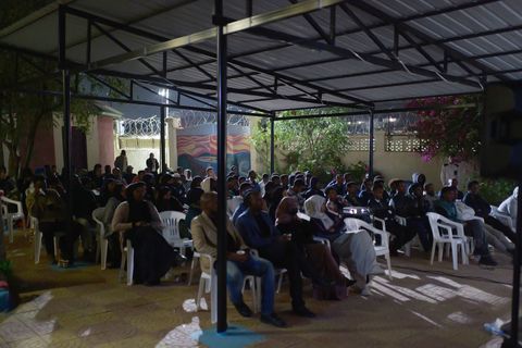 Film screening in the courtyard