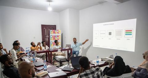 Graphic design workshop in the workspace