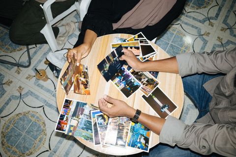 Photographs laid out for editing