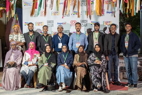 The Fankeenna Film Fest organising team in the creative courtyard