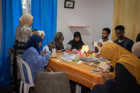 Making small books together at a creative meet-up